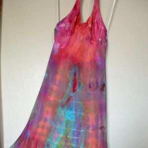 Professionally Tie-Dyed J.Crew Satin Halter-Top Tie Dress: Size 6